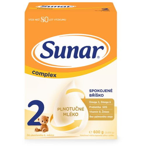 Sunar Complex 2 pokračovacie dojčenské mlieko, 6 x 600 g