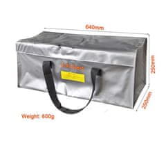 YUNIQUE GREEN-CLEAN Bezpečnostná taška na batérie RC | Ochranné puzdro proti výbuchu Lipo | Nabíjacia taška odolná voči ohňu, veľká veľkosť 640x250x250 mm
