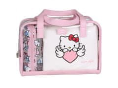 HELLO KITTY Hello Kitty Ružovo-biela sada cestovných kozmetických tašiek na zips, 3 ks. 