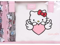 Hello Kitty Ružovo-biela sada cestovných kozmetických tašiek na zips, 3 ks. 