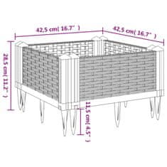 Vidaxl Záhradný kvetináč s kolíkmi biely 42,5x42,5x28,5 cm PP