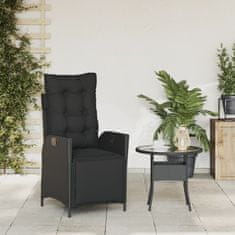 Petromila vidaXL Sklápacia záhradná stolička s podnožkou čierna polyratan