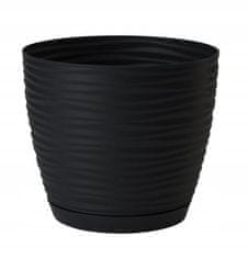 Form-Plastic Plastový kvetináč s podstavcom čierny 14,7x13,6cm 