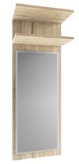 KONDELA Panelový vešiak so zrkadlom 45 dub san remo ORESTES