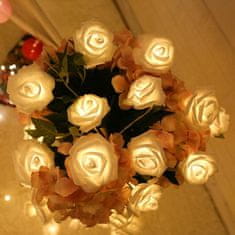 Popron.cz Girlanda s 10 květy růží s LED světly 1,5m - bílá
