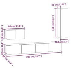 Vidaxl 4-dielna súprava TV skriniek hnedý dub spracované drevo