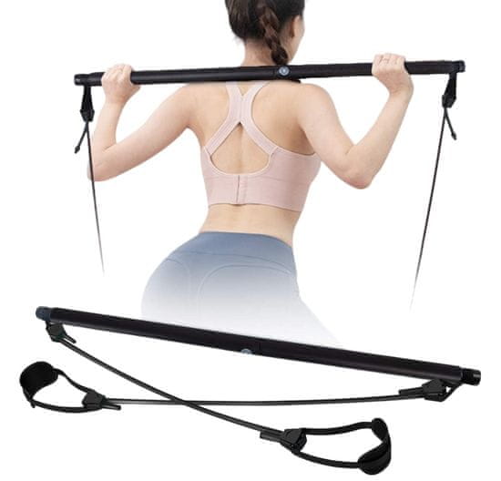 SOLFIT® Multifunkčná domáca posilňovacia fitness tyč na pilates (čierna farba) | TONEBAR