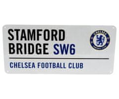 FAN SHOP SLOVAKIA Plechová ceduľa Chelsea FC, biela, 40 x 18 cm