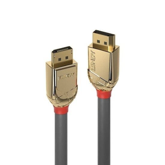 Lindy Kábel DisplayPort M/M 1m, 8K@60Hz, DP v1.4, 32.4Gbit/s, sivý, pozl.konektor, Gold Line