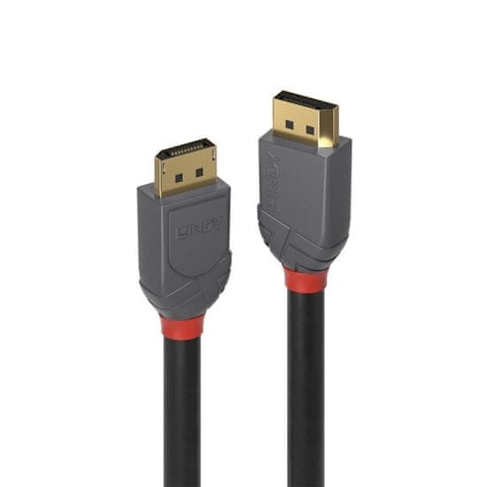 Lindy Kábel DisplayPort M/M 0.5m, 8K@60Hz, DP v1.4, 32.4Gbit/s, čierny, pozl.konektor, Anthra Line