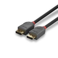 Lindy Kábel DisplayPort M/M 2m, 8K@60Hz, DP v1.4, 32.4Gbit/s, čierny, pozl.konektor, Anthra Line