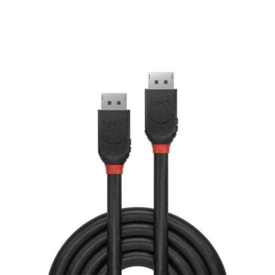 Lindy Kábel DisplayPort M/M 0.5m, 4K@60Hz, DP v1.2, 21.6Gbit/s, čierny, Black Line