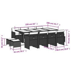 Petromila vidaXL 13-dielna záhradná jedálenská súprava vankúše hnedá polyratan