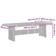 Petromila vidaXL Záhradný stôl s akáciovou doskou sivý 240x90x75 cm polyratan