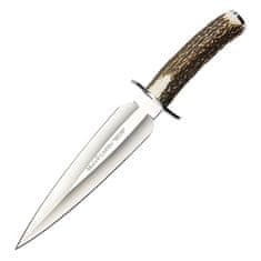 Muela CARIBU.A lovecký nôž - dýka 20,5 cm, jelení paroh, oceľ, kožené puzdro