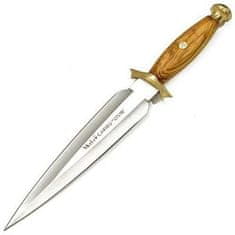 Muela CARIBU.OL lovecký nôž - dýka 20,5 cm, olivové drevo, mosadz, kožené puzdro