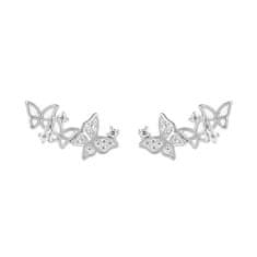 Preciosa Pozdĺžne strieborné náušnice s motýlikmi Butterfly Waltz Candy 5399 00