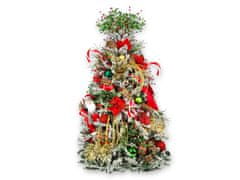 LAALU Zdobený umelý vianočný stromček s 87 ozdobami SANTA CLAUS 150 cm stromček so stojanom a vianočnými ozdobami
