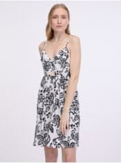 ONLY Bielo-čierne dámske kvetované šaty ONLY Kiera XS