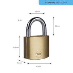 Yale Zámok Yale Y110B/40/122/2, Standard Security, visiaci, 40 mm, 3 kľúče