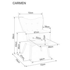 Signal Kreslo CARMEN VELVET - čierny mat/sivá bluvel 14