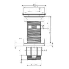 SILFRA Umývadlová výpust 5/4", click-clack, veľká zátka, 10-80, abs/chróm (WA43451)