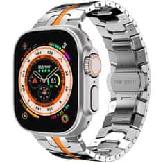 4wrist Ocelový tah Iron Man pro Apple Watch 42/44/45/49 mm - Silver/Orange