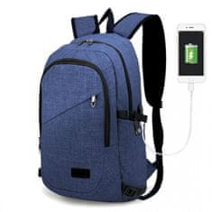 KONO Modrý USB batoh do lietadla so zámkom "Locker" - veľ. XL