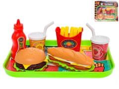 Fast food set potravín a nápojov 6 ks s podnosom 26x19 cm