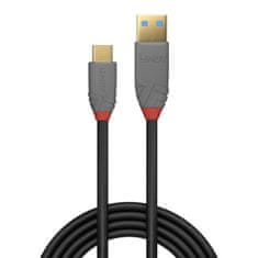 Lindy Kábel USB 3.2 Gen 2, AM/CM Typ C 1m, 10Gbps, PD 100w 20V5A, Anthra Line, čierny, pozl. kon.