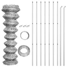 Vidaxl Drôtené pletivo+stĺpiky, pozinkovaná oceľ 15x1,5 m, strieborné