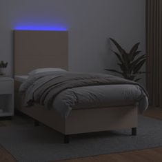 Petromila vidaXL Boxspring posteľ matrac a LED kapučínová 90x190 cm umelá koža