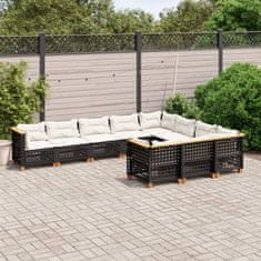shumee 10-dielna záhradná sedacia súprava s vankúšmi polyratan čierna