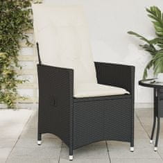 Petromila vidaXL Sklápacia záhradná stolička s vankúšmi čierna polyratan