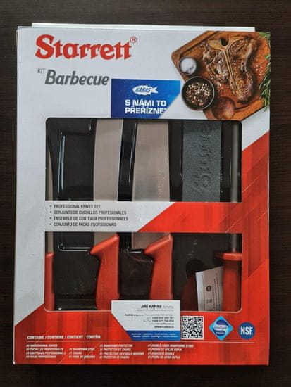 STARRETT BKK-6R - značková sada kvalitných nožov na grilovanie - BARBECUE SET - červená