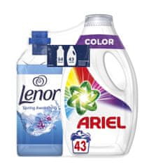 Ariel Color Tekutý Prací Prostředek, 43 Praní a Lenor Aviváž, 850 ml