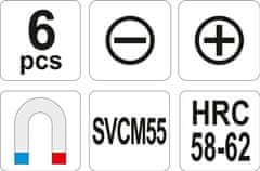 YATO Súprava skrutkovačov 6 ks magnetické