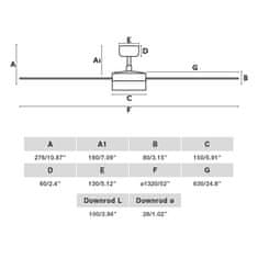 FARO Barcelona FARO RUDDER L LED stropný ventilátor, čierna/orech