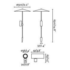 FARO Barcelona FARO CLAP 630 lampa so zápichom, čierna 6W 3000K 38st. s tienidlom 24V