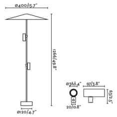 FARO Barcelona FARO CLAP 1266 stojacia lampa, čierna 2x6W 3000K 38st. s tienidlom