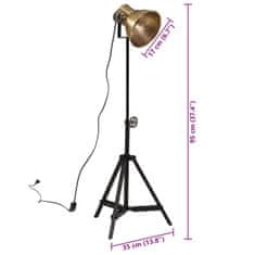 Vidaxl Podlahová lampa 25 W starožitná mosadzná 35x35x65/95 cm E27