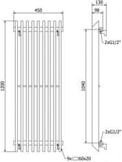 Mexen Aurora vykurovací rebrík/radiátor 1200 x 450 mm, 917 w, biela (W212-1200-450-00-20)