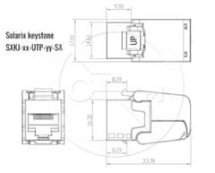 Solarix Samorezný keystone Solarix CAT6 UTP SXKJ-6-UTP-BK-SA CL a 4PPoE 