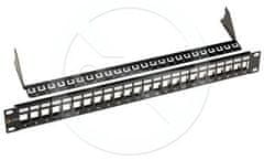 Solarix Univerzálny modulárny neosadený patch panel Solarix 24 portov čierny 1U SX24M-0-STP-BK-UNI