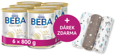 BEBA COMFORT 2, 5 HMO, pokračovacie dojčenské mlieko, 6 x 800 g + T-tomi TETRA plienky Grey Trees