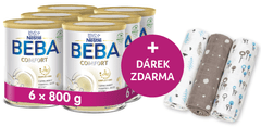 BEBA COMFORT 3, 5 HMO, mléko pro malé děti, 6 x 800 g + T-tomi TETRA pleny Grey Trees