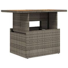 Petromila vidaXL Záhradný stôl sivý 100x55x73 cm polyratan a akáciové drevo