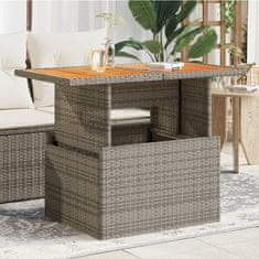 Petromila vidaXL Záhradný stôl sivý 100x55x73 cm polyratan a akáciové drevo