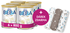 BEBA COMFORT 4, 5 HMO, mlieko pre malé deti, 6 x 800 g + T-tomi TETRA plienky Grey Trees