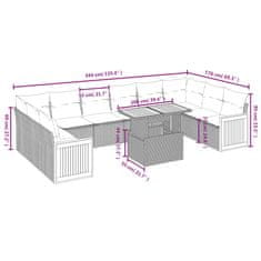 Petromila vidaXL 11-dielna záhradná sedacia súprava s podložkami polyratan sivá